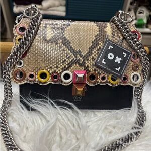 Fendi Python and Black Leather Kan Bag